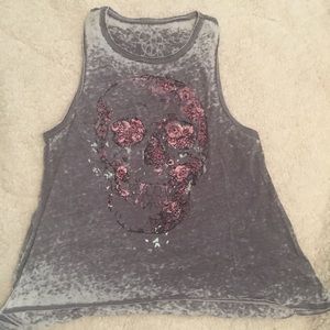Chaser flower skull tank top